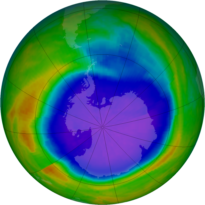 Antarctic ozone map for 30 September 2001